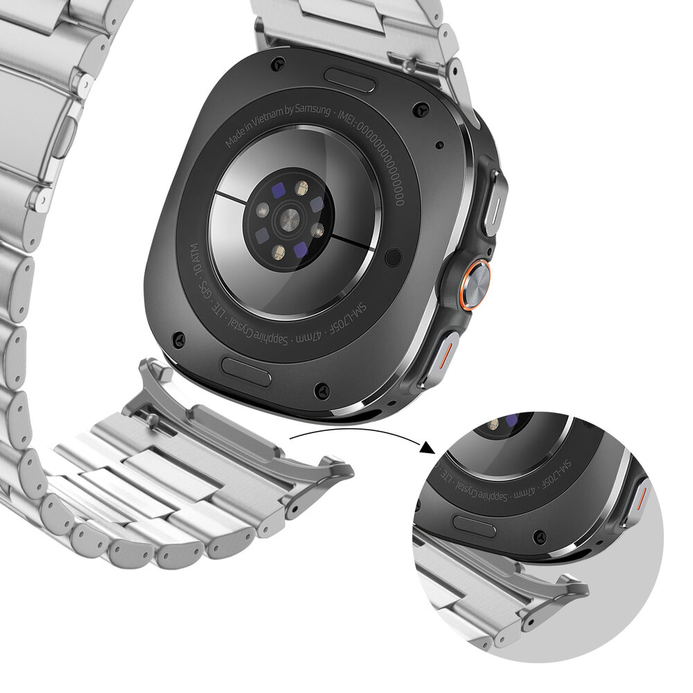 Bandz Bandz Samsung Galaxy Watch Ultra 2025 stalen schakel band 'Deluxe' (zilver)