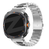 Bandz Bandz Samsung Galaxy Watch Ultra 2025 stalen schakel band 'Deluxe' (zilver/zwart)