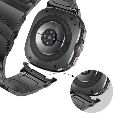 Bandz Bandz Samsung Galaxy Watch Ultra 2025 titanium band 'Deluxe' (zwart)