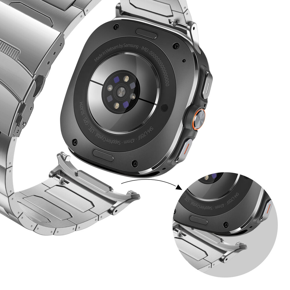 Bandz Bandz Samsung Galaxy Watch Ultra 2025 titanium band 'Deluxe' (zilver)