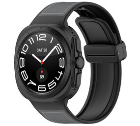 Strap-it® Samsung Galaxy Watch Ultra 2025 leren hybrid bandje (grijs)