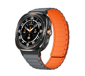 Strap-it® Samsung Galaxy Watch Ultra 2025 magnetisch siliconen bandje (grijs/oranje) Strap-it® Samsung Galaxy Watch Ultra 2025 magnetisch siliconen bandje (grijs/oranje)