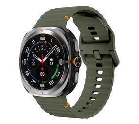 Strap-it® Samsung Galaxy Watch Ultra 2025 wave siliconen bandje (legergroen)
