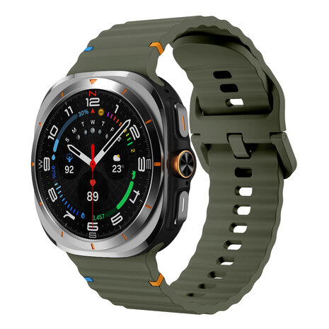 Strap-it® Strap-it Samsung Galaxy Watch Ultra 2025 wave siliconen bandje (legergroen)