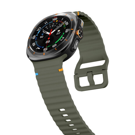 Strap-it® Strap-it Samsung Galaxy Watch Ultra 2025 wave siliconen bandje (legergroen)