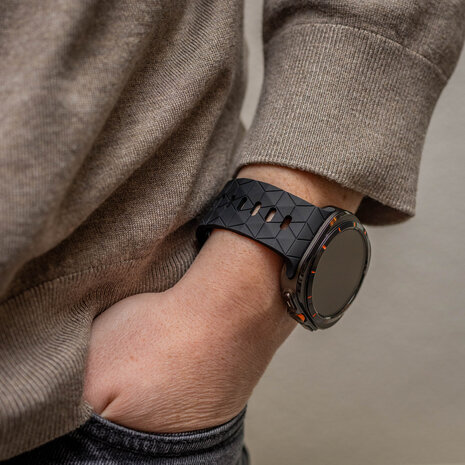 Bandz Bandz Samsung Galaxy Watch Ultra 2025 siliconen band 'Hexagons' (zwart)