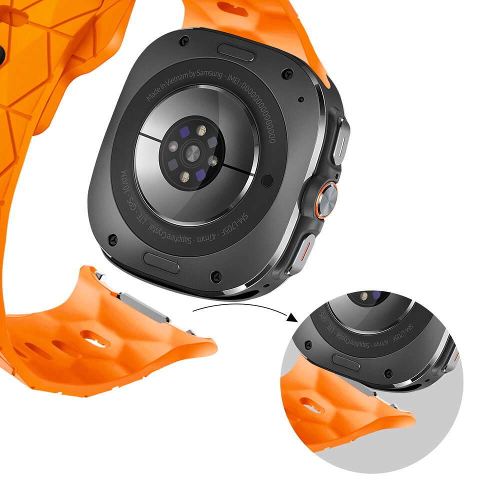 Bandz Bandz Samsung Galaxy Watch Ultra 2025 siliconen band 'Hexagons' (oranje)