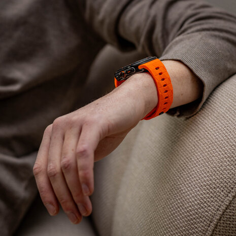 Bandz Bandz Samsung Galaxy Watch Ultra 2025 siliconen band 'Hexagons' (oranje)