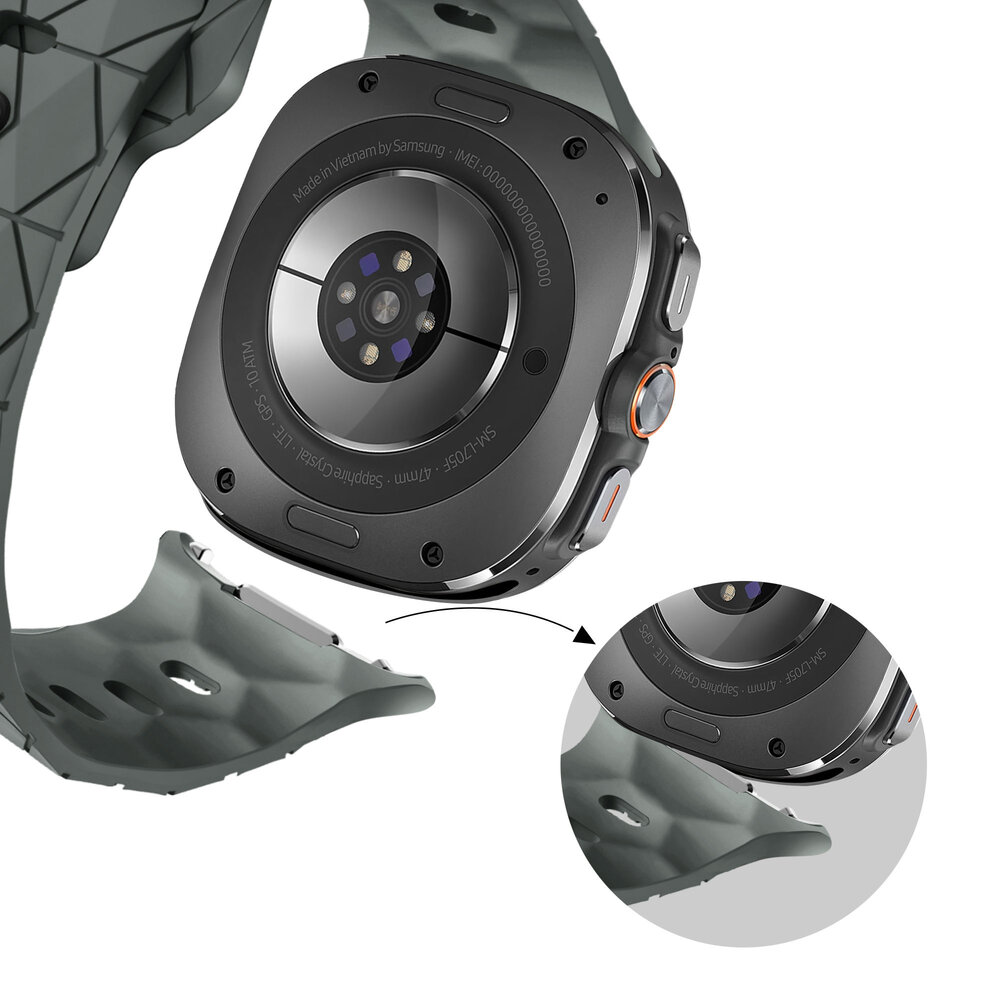 Bandz Bandz Samsung Galaxy Watch Ultra 2025 siliconen band 'Hexagons' (donkergrijs)