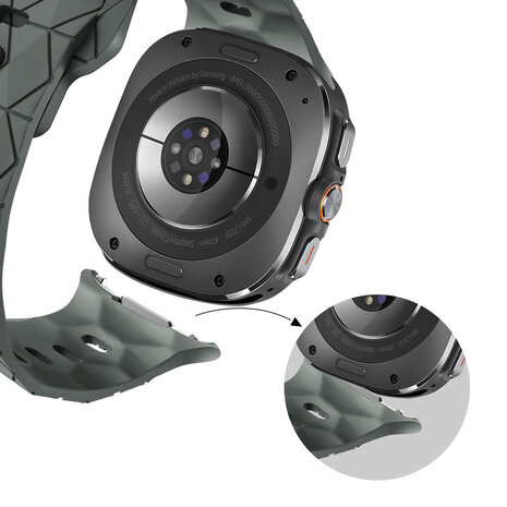 Bandz Bandz Samsung Galaxy Watch Ultra 2025 siliconen band 'Hexagons' (donkergrijs)