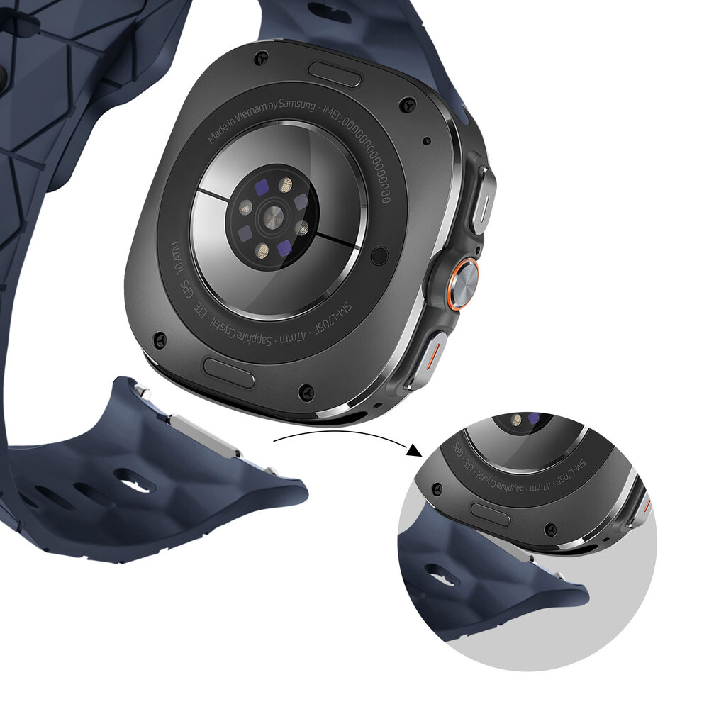 Bandz Bandz Samsung Galaxy Watch Ultra 2025 siliconen band 'Hexagons' (donkerblauw) Bandz Bandz Samsung Galaxy Watch Ultra 2025 siliconen band 'Hexagons' (donkerblauw)