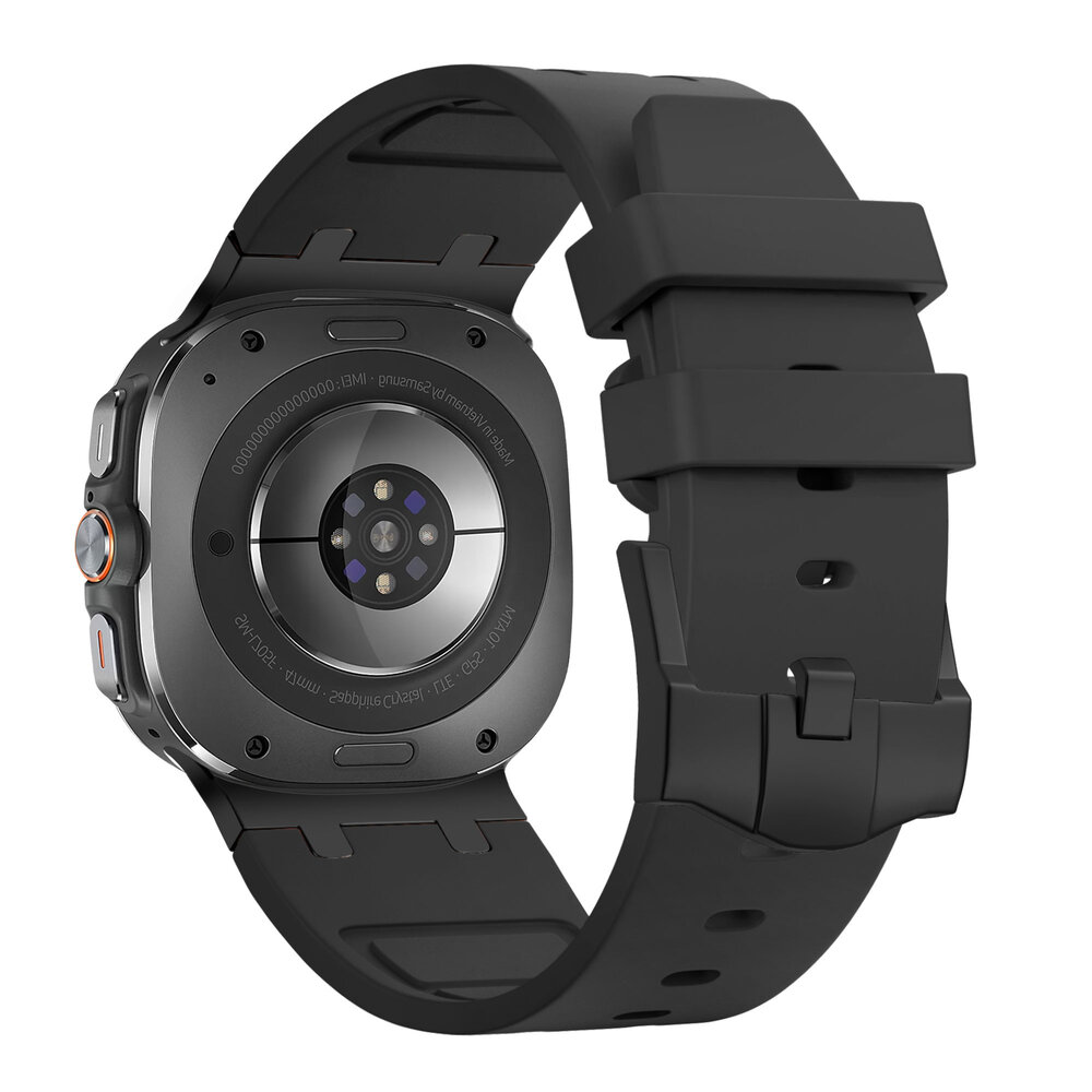 Bandz Bandz Samsung Galaxy Watch Ultra 2025 siliconen band 'Luxe Liquid' (zwart met zwart)