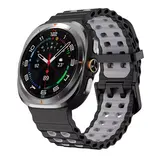 Strap-it® Samsung Galaxy Watch Ultra 2025 wave siliconen bandje (zwart/grijs) Strap-it® Samsung Galaxy Watch Ultra 2025 wave siliconen bandje (zwart/grijs)