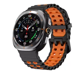 Strap-it® Samsung Galaxy Watch Ultra 2025 wave siliconen bandje (zwart/oranje) Strap-it® Samsung Galaxy Watch Ultra 2025 wave siliconen bandje (zwart/oranje)