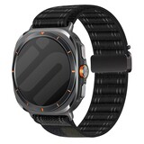 Strap-it® Samsung Galaxy Watch Ultra 2025 Wave nylon band met P-buckle (zwart)