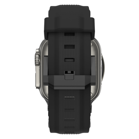 Bandz Bandz Apple Watch liquid siliconen band 'Explorer' (zwart met zwart)