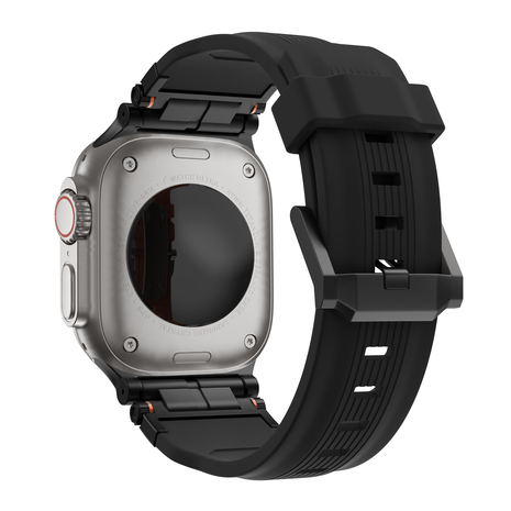 Bandz Bandz Apple Watch liquid siliconen band 'Explorer' (zwart met zwart)