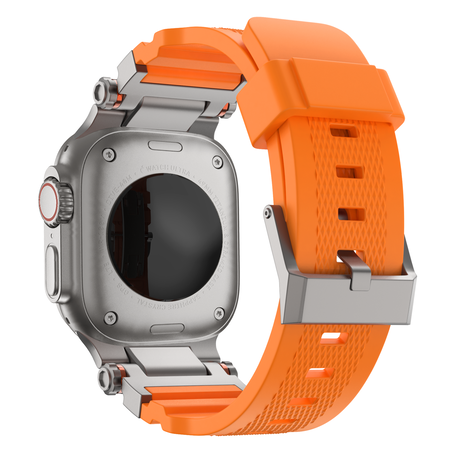 Bandz Bandz Apple Watch siliconen band 'Explorer' (oranje met titanium)