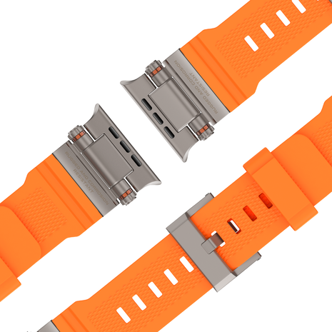 Bandz Bandz Apple Watch siliconen band 'Explorer' (oranje met titanium)