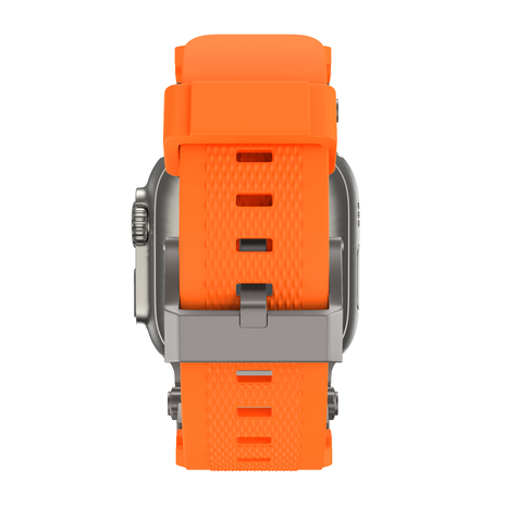 Bandz Bandz Apple Watch siliconen band 'Explorer' (oranje met titanium)