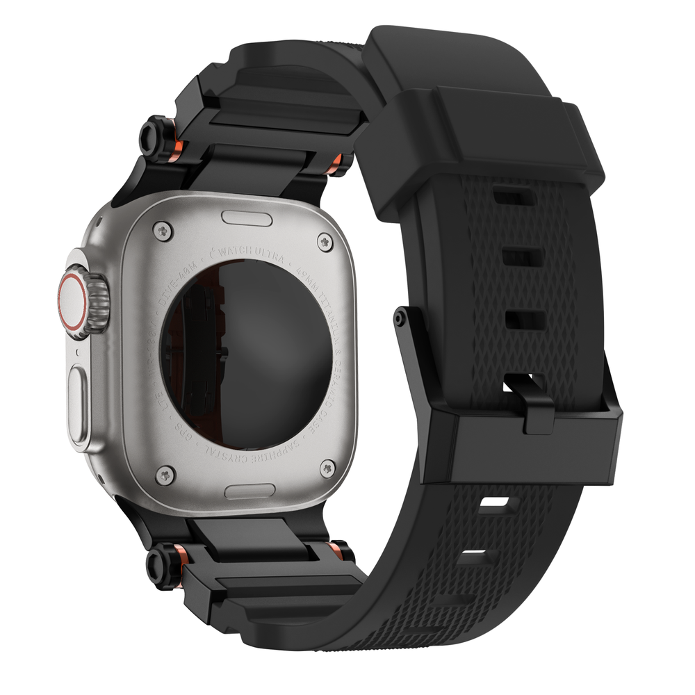 Bandz Bandz Apple Watch siliconen band 'Explorer' (zwart met zwart)