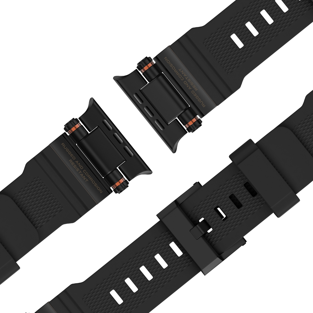 Bandz Bandz Apple Watch siliconen band 'Explorer' (zwart met zwart)