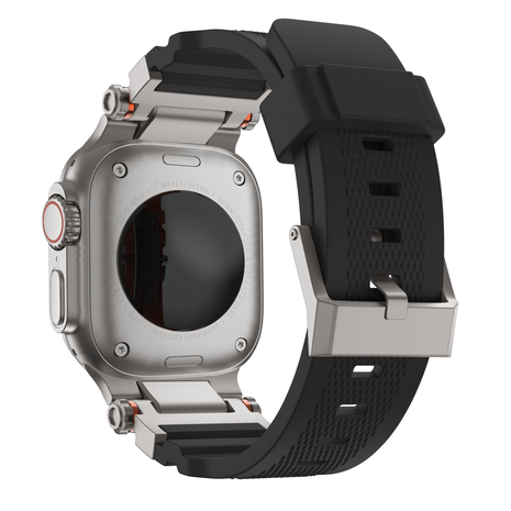 Bandz Bandz Apple Watch siliconen band 'Explorer' (zwart met titanium)