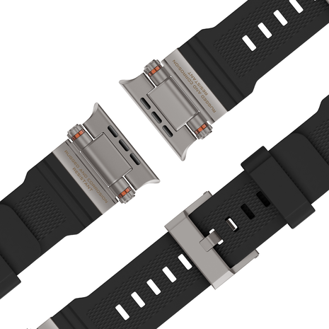 Bandz Bandz Apple Watch siliconen band 'Explorer' (zwart met titanium)
