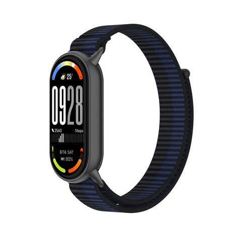 Strap-it® Strap-it Xiaomi Smart Band 8 modern nylon band (donkerblauw)