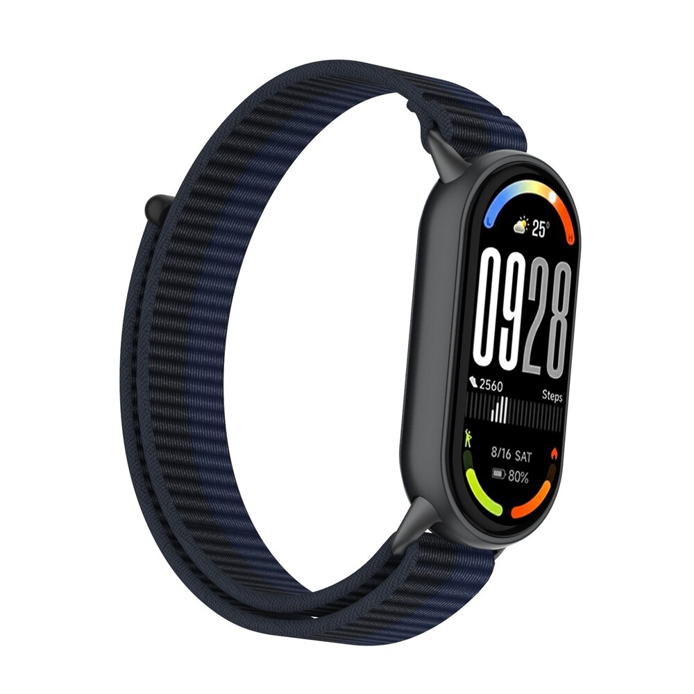 Strap-it® Strap-it Xiaomi Smart Band 8 modern nylon band (donkerblauw)