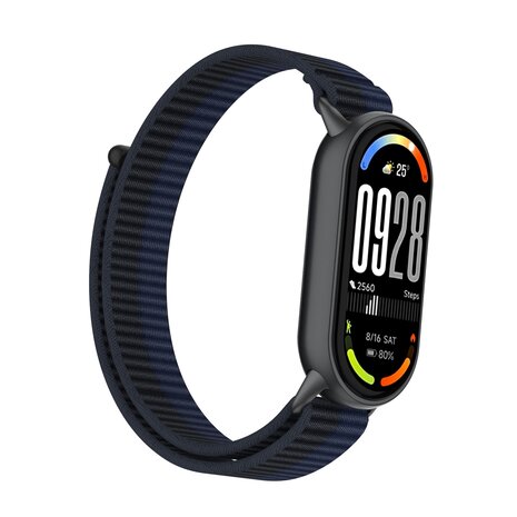 Strap-it® Strap-it Xiaomi Smart Band 8 modern nylon band (donkerblauw)