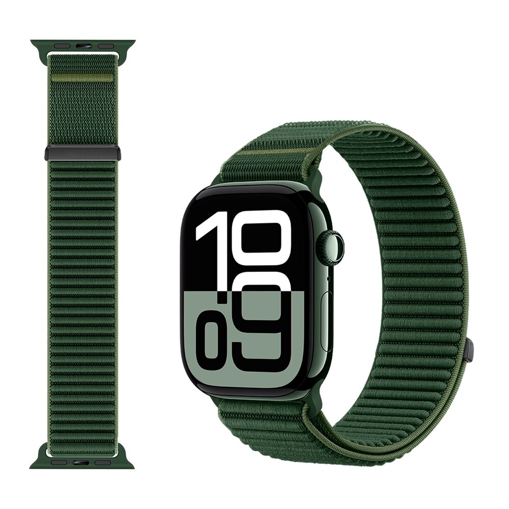 Strap-it® Strap-it Apple Watch wave nylon band (donkergroen)