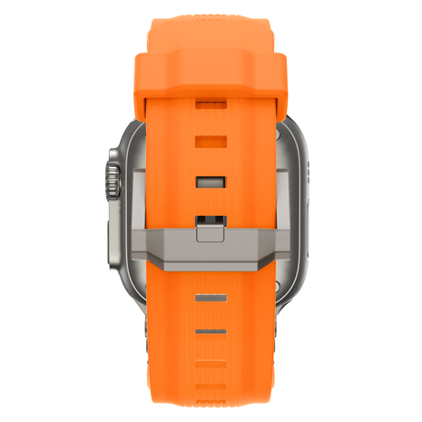 Bandz Bandz Apple Watch liquid siliconen band 'Explorer' (oranje met titanium)