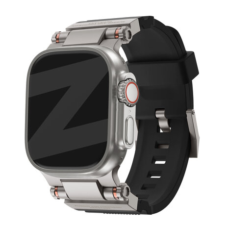 Bandz Bandz Apple Watch siliconen band 'Explorer' (zwart met titanium)