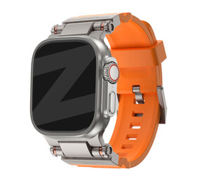 Bandz Bandz Apple Watch siliconen band 'Explorer' (oranje met titanium)