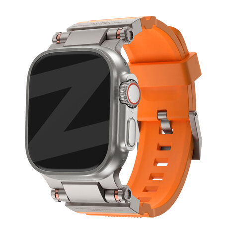 Bandz Bandz Apple Watch siliconen band 'Explorer' (oranje met titanium)