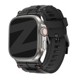 Bandz Bandz Apple Watch liquid siliconen band 'Explorer' (zwart met zwart)