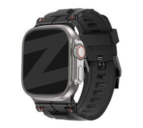 Bandz Bandz Apple Watch liquid siliconen band 'Explorer' (zwart met zwart)