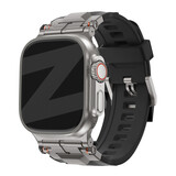 Bandz Bandz Apple Watch liquid siliconen band 'Explorer' (zwart met titanium)