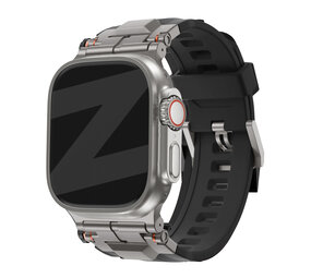 Bandz Bandz Apple Watch liquid siliconen band 'Explorer' (zwart met titanium)