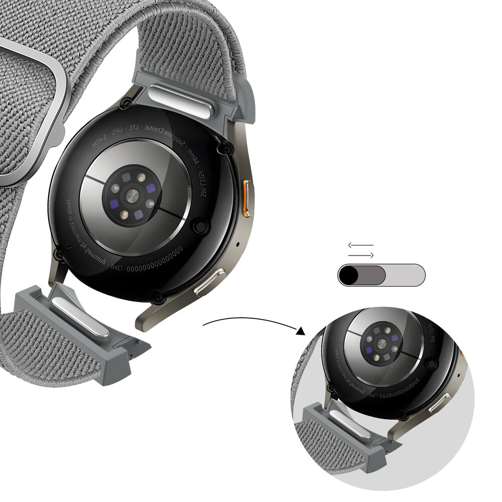 Bandz Bandz Samsung Galaxy Watch 4 40mm elastische band 'Easy fit' (grijs)