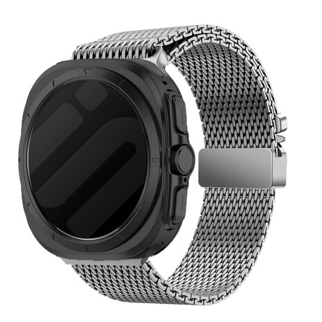 Strap-it® Strap-it Samsung Galaxy Watch Ultra Milanese band met P-buckle (titanium) Strap-it® Strap-it Samsung Galaxy Watch Ultra Milanese band met P-buckle (titanium)