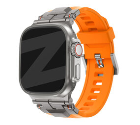 Bandz Bandz Apple Watch liquid siliconen band 'Explorer' (oranje met titanium)