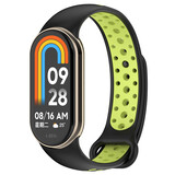 Strap-it® Xiaomi Smart Band 8 sport bandje (zwart/lime)