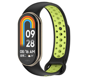 Strap-it® Xiaomi Smart Band 8 sport bandje (zwart/lime) Strap-it® Xiaomi Smart Band 8 sport bandje (zwart/lime)