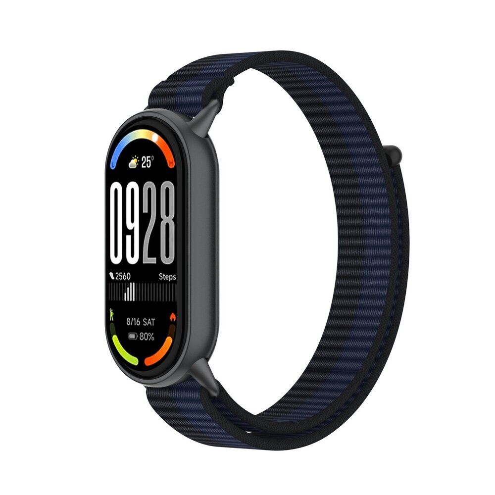 Strap-it® Strap-it Xiaomi Smart Band 10 modern nylon band (donkerblauw)