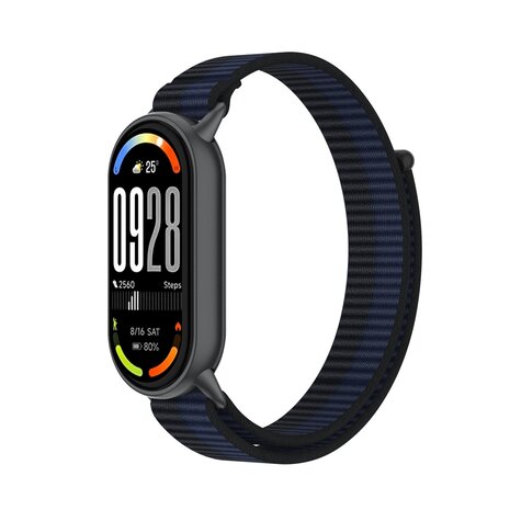 Strap-it® Strap-it Xiaomi Smart Band 10 modern nylon band (donkerblauw)
