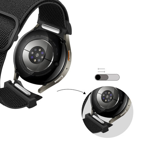 Bandz Bandz Samsung Galaxy Watch 4 44mm elastische band 'Easy fit' (zwart)