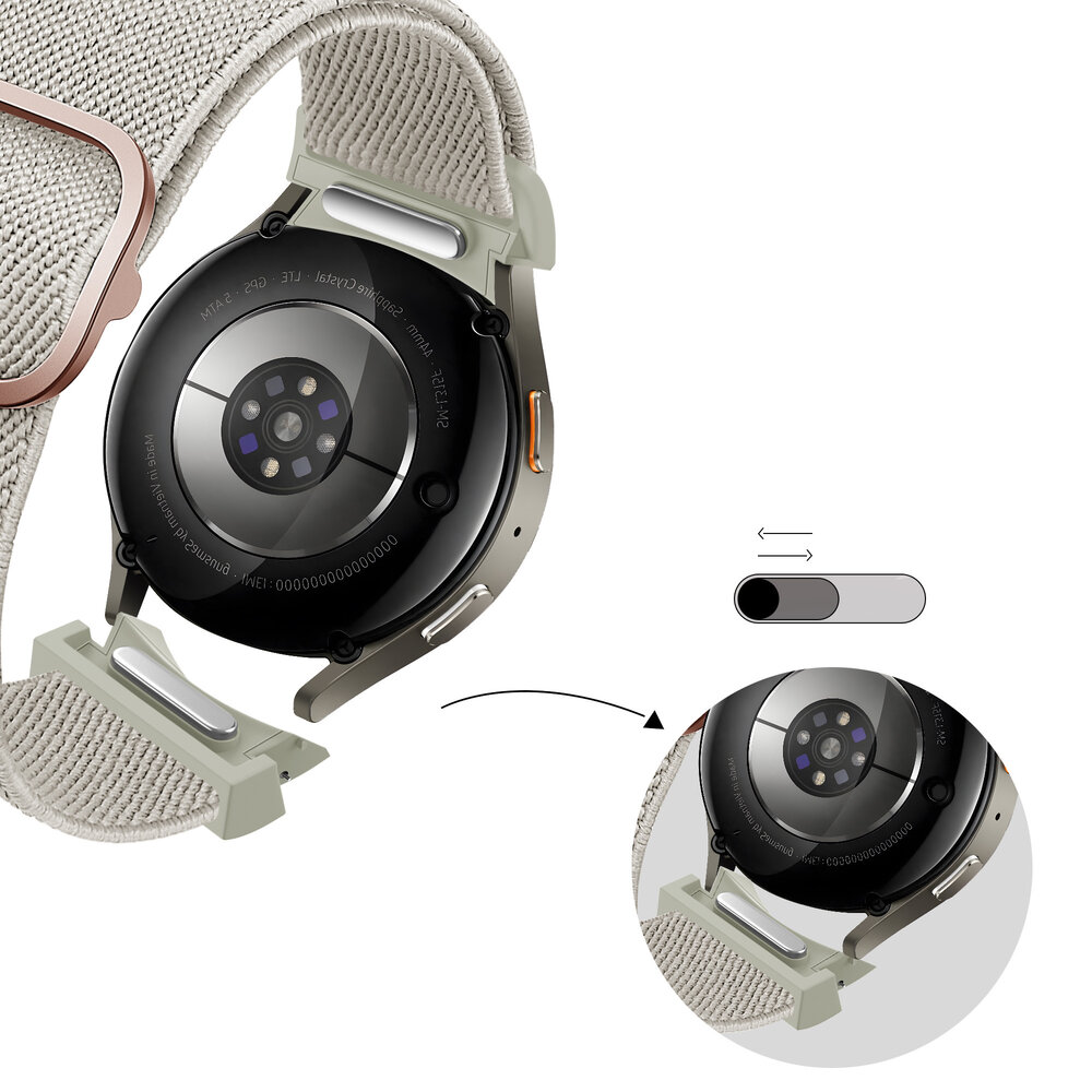 Bandz Bandz Samsung Galaxy Watch 4 44mm elastische band 'Easy fit' (beige)