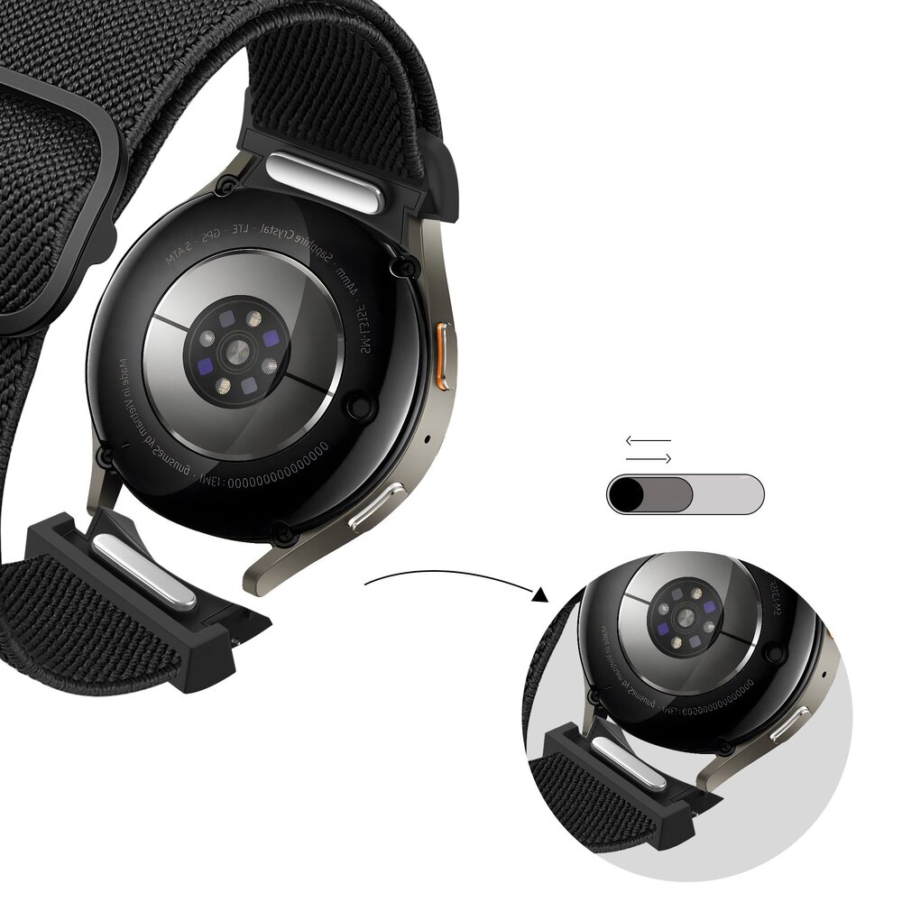 Bandz Bandz Samsung Galaxy Watch 7 - 44mm elastische band 'Easy fit' (zwart)